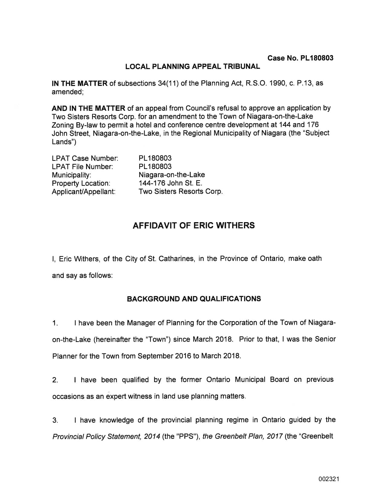 1. Affidavit of E Withers