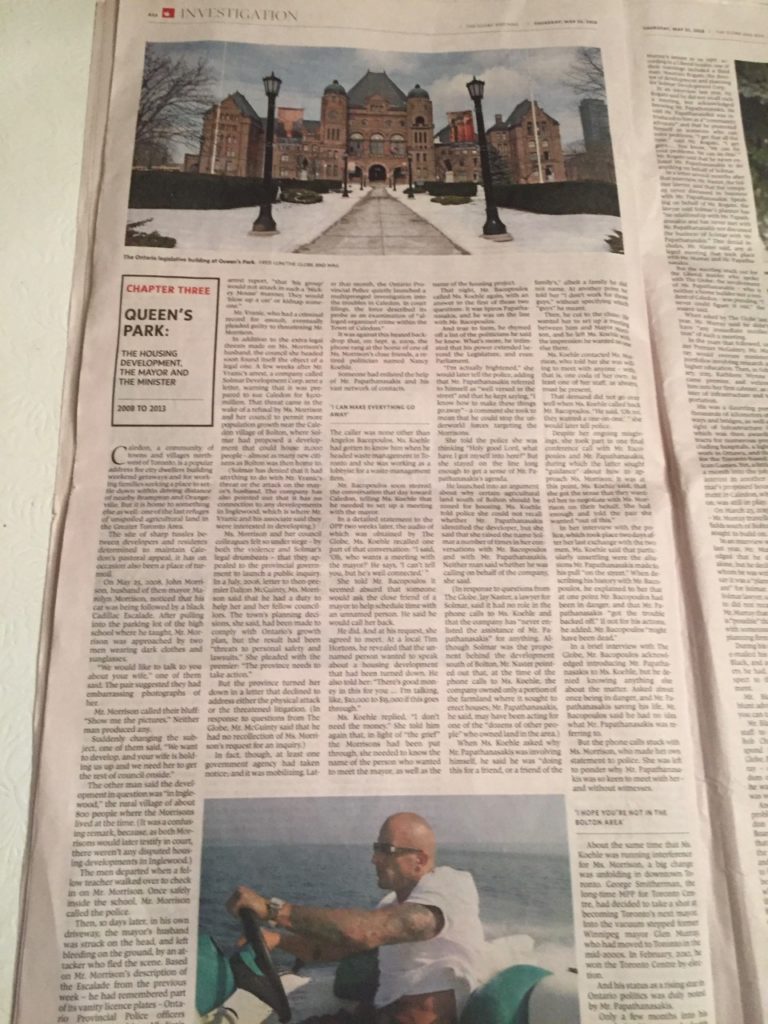 Part of the Globe & Mail May 31 2018 investigative article