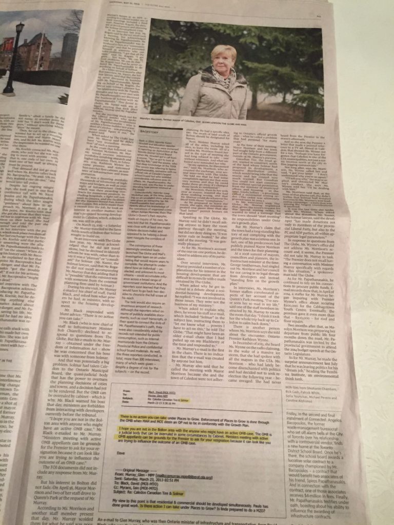 Part of the Globe & Mail May 31 2018 investigative article 2