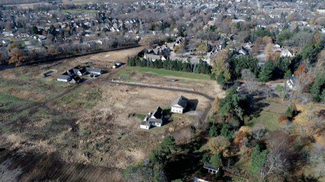 Clear cutting of Rand Estate seen in a photo taken from a drone on November 19, 2018.
