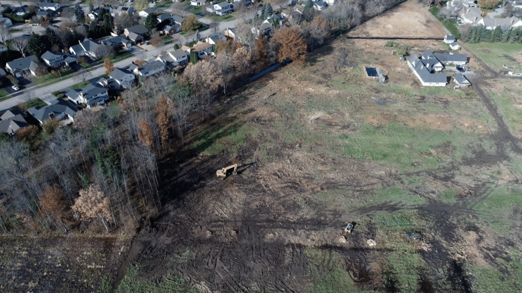 Clear cutting of Rand Estate seen in a photo taken from a drone on November 19, 2018.