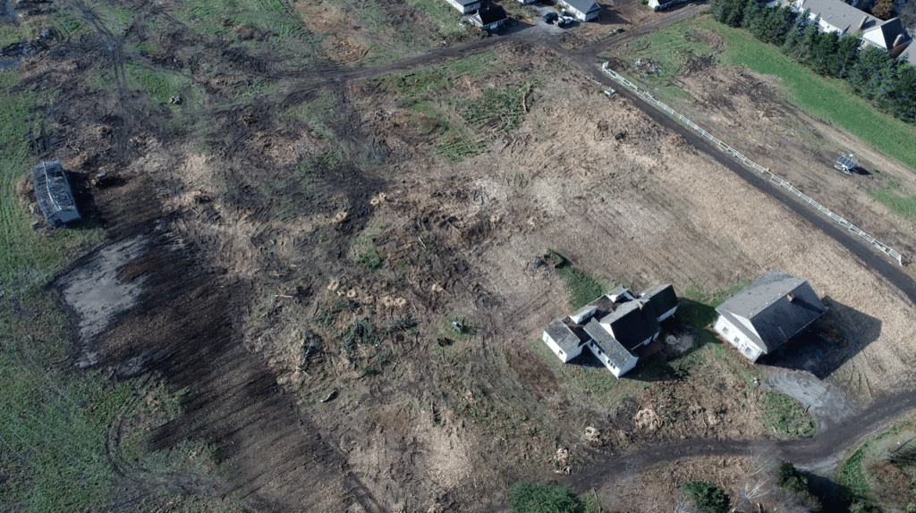 Clear cutting of Rand Estate seen in a photo taken from a drone on November 19, 2018.
