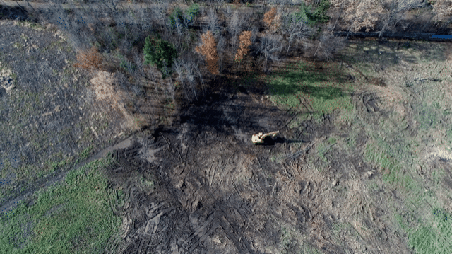 Clear cutting of Rand Estate seen in a photo taken from a drone on November 19, 2018.